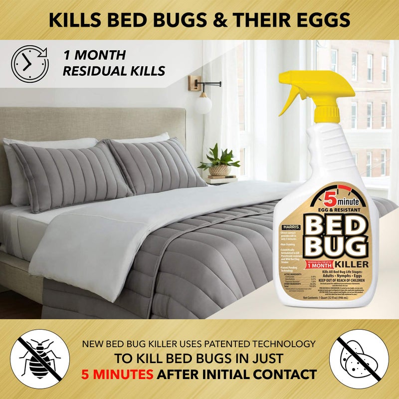 Harris 5 Minute Kill Time Bed Bug Killer Spray, Odorless and Non Staining Formula with Residual Protection (32oz) - Image 2