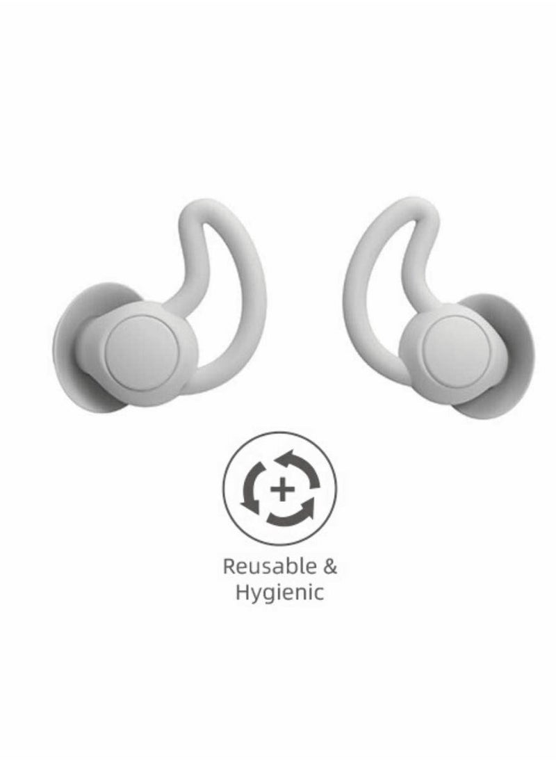 Generic Reusable Silicone Ear Plugs Noise Reduction Earplugs, Easy to Use and Carry, Sleeping Ear Plugs Ear Caps for Light Sleeper Work Read TravelLightweight and Small (Grey)  - Image 4