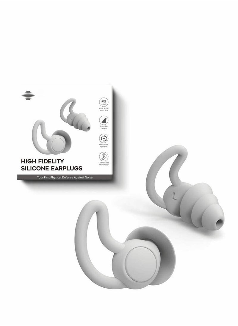 Generic Reusable Silicone Ear Plugs Noise Reduction Earplugs, Easy to Use and Carry, Sleeping Ear Plugs Ear Caps for Light Sleeper Work Read TravelLightweight and Small (Grey)  - Image 1