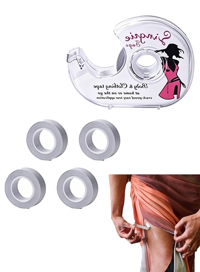 5 Rolls Invisible Body Tape, Invisible Double-Sided Anti-Slip Adhesive Tape, Skin-Safe, No Residue, All Garments Use - Image 1