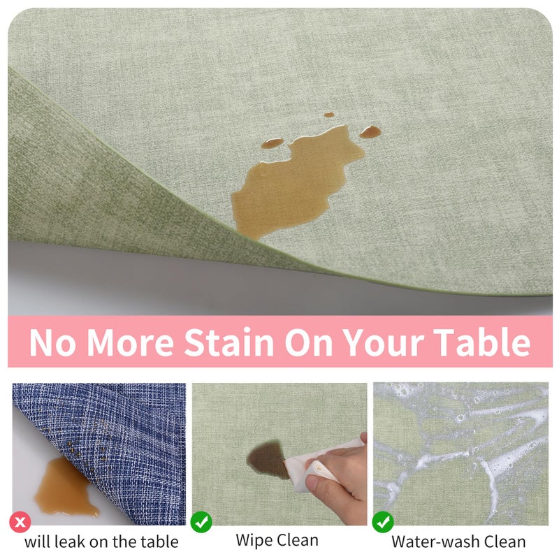 Maxpearl Faux Leather Placemats Set of 6 - Waterproof - Wipe Clean - Heat Resistant - Anti Slip Dining Table Place Mats, Suitable for Indoor & Outdoor Use, 17â€™â€™x12â€™â€™, Sage Green - Image 4