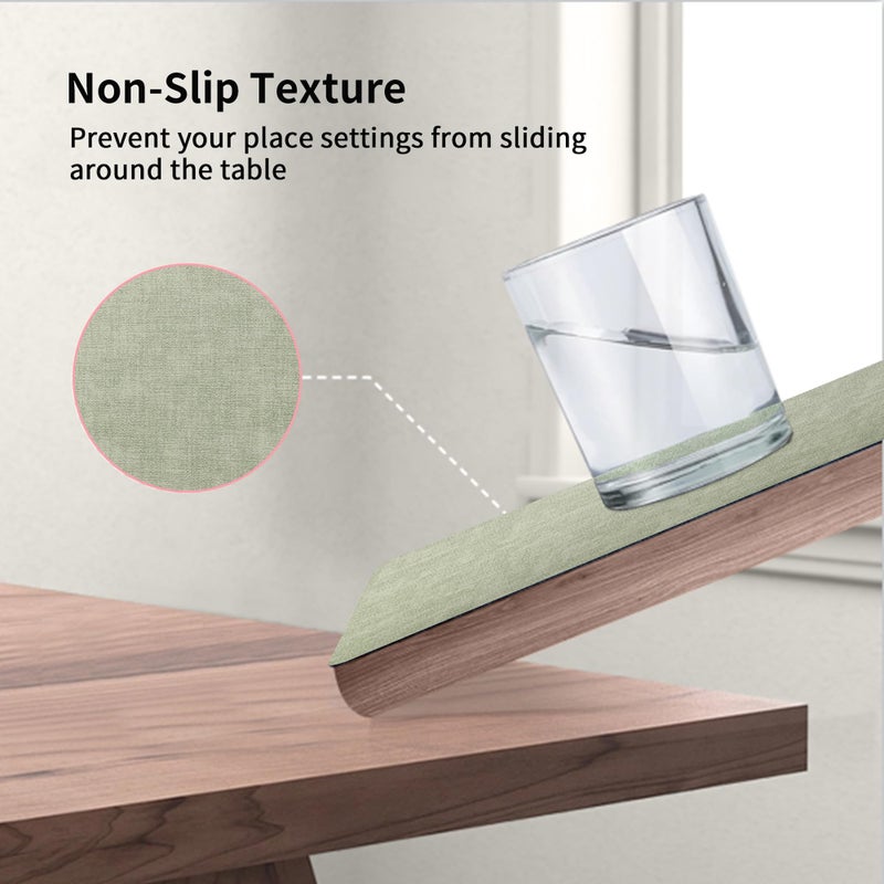 Maxpearl Faux Leather Placemats Set of 6 - Waterproof - Wipe Clean - Heat Resistant - Anti Slip Dining Table Place Mats, Suitable for Indoor & Outdoor Use, 17â€™â€™x12â€™â€™, Sage Green - Image 5