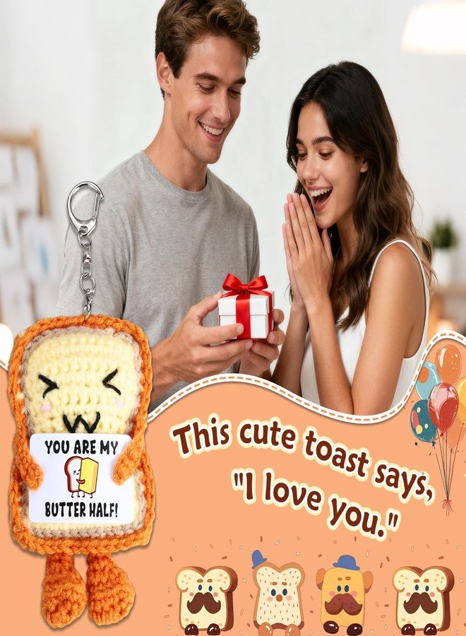 FOOZDEEVAAQ Romantic Gifts for Boyfriend Girlfriend Wife Husband "You Are My Butter Half" Toast Crochet Doll Anniversary Cotton Gift for Women Men Couple Fathers Day Bridal Shower Gifts for Bride Bachelorette - Image 3