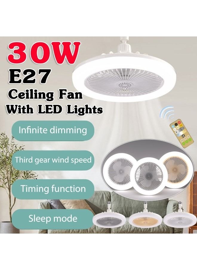 Generic - 30W Aromatherapy Fan Lamp, Fan Ceiling Light Universal E27 Light Holder With Remote Control 3-balde 3 Speeds Wind Mute Dimmable For Bedroom Dormitory, With Remote Control - Image 1