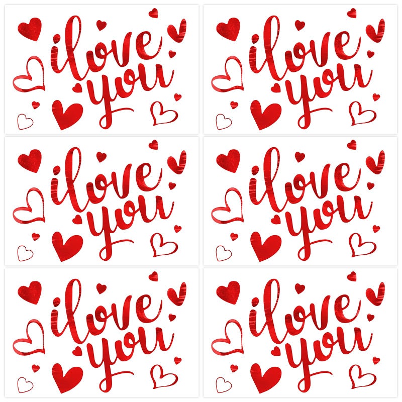 Totelux 6Pcs Valentines Love You Balloon Stickers Red Valentines Bobo Balloons Stickers With Heart Design Clear Balloon Decals For Valentines Day Wedding Diy Festive Balloon Decoration Supplies - Image 1
