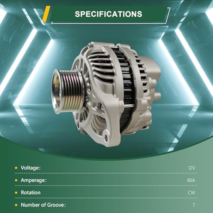 VectraCool 11176N Alternator Compatible with Honda Civic L4 1.8L 2006-2008 2011,Civic (MFI) L4 1.8L 2009-2010 Replacement#11176 - Image 2