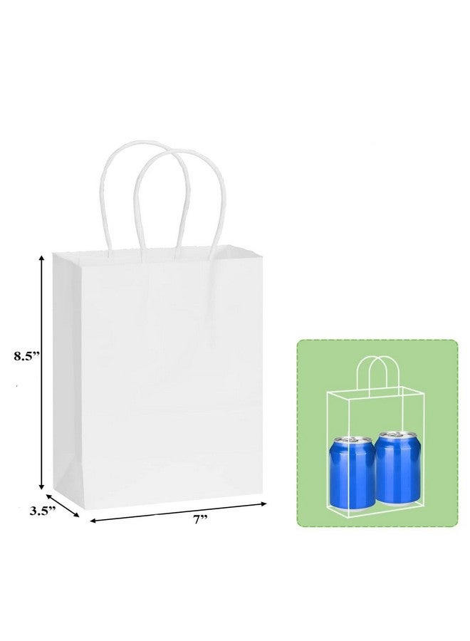 RanGit Bhumi® Kraft Paper Bags with Handles, White Small Return Gift Bags Bulk, Retail, Shopping, Birthday Wedding Party Favour, Merchandise Bags | Small Size: 7x3.5x8.5 inch WHITE (Pack of 25) - Image 2