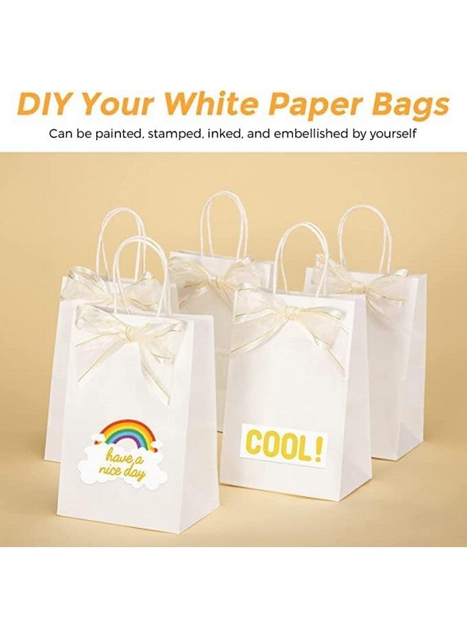 RanGit Bhumi® Kraft Paper Bags with Handles, White Small Return Gift Bags Bulk, Retail, Shopping, Birthday Wedding Party Favour, Merchandise Bags | Small Size: 7x3.5x8.5 inch WHITE (Pack of 25) - Image 5