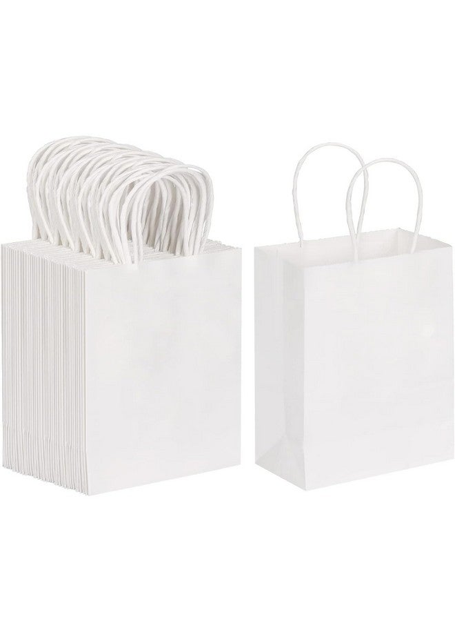 RanGit Bhumi® Kraft Paper Bags with Handles, White Small Return Gift Bags Bulk, Retail, Shopping, Birthday Wedding Party Favour, Merchandise Bags | Small Size: 7x3.5x8.5 inch WHITE (Pack of 25) - Image 1