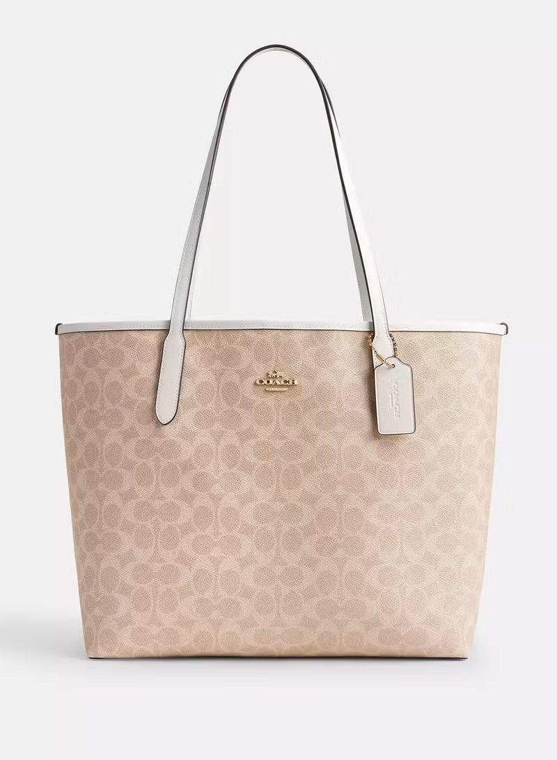 coachoutlet Coach City Tote Bag In Signature Canvas Women's Fashion Versatile Large Capacity Large Size Handheld Shoulder Bag Tote Bag - Image 1