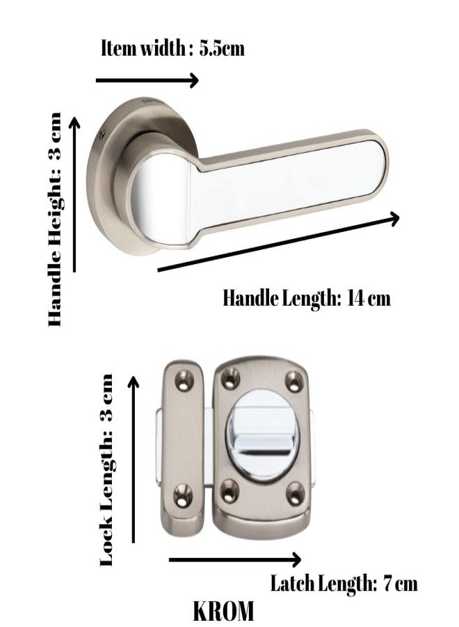 SARDAR KROM Black Silver Door Lock for Main Door/Mortise Door Lock Set/3 Brass Keys/Bedroom Door Lock/Handle Lock for Home/Office/Hotel (with Rotary Latch) - Image 2
