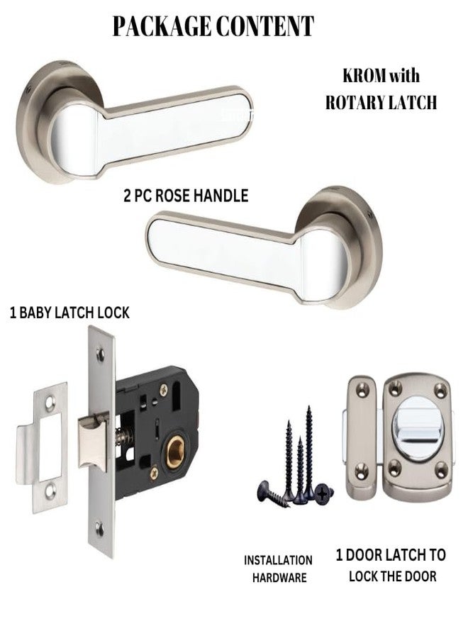 SARDAR KROM Black Silver Door Lock for Main Door/Mortise Door Lock Set/3 Brass Keys/Bedroom Door Lock/Handle Lock for Home/Office/Hotel (with Rotary Latch) - Image 3