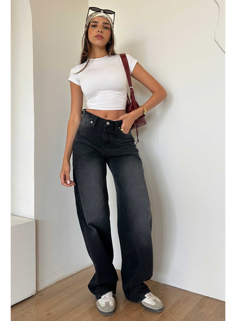 CIZARO Carpenter - High-Waist Washed Charcoal Jeans  - Image 1