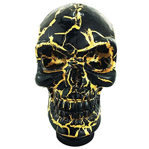 Abfer Car Gear Knob Skull Car Accessories Stick Shift Knobs with Gold Pattern Fit Most Manual Automatic Vehicle (Black) - Image 1