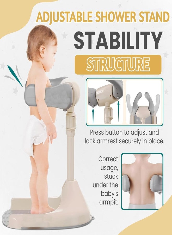 Metreno Baby Foldable Bath Stand for Newborn Babys Adjustable Anti-Slip Bath Support Seat, Portable Infant Shower Bathing Chair for Toddlers, Comfortable Baby Bathtub Stand - Image 5