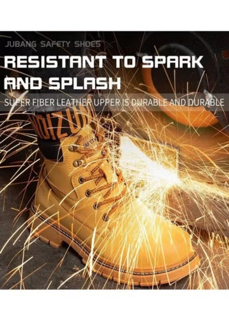 Verci Men's Trendy High Top Classic Steel Toe Boots, Comfy Non Slip Lace Up Durable Work Shoes For Men's Outdoor Activities (41 EUR) - Image 3