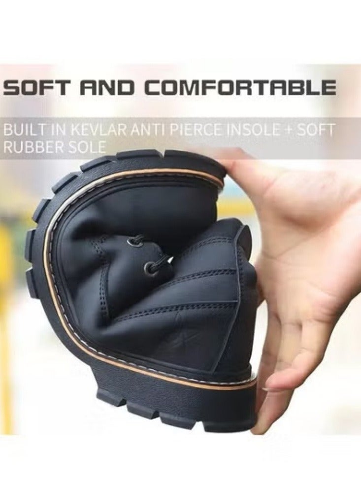 Verci Men's Trendy High Top Classic Steel Toe Boots, Comfy Non Slip Lace Up Durable Work Shoes For Men's Outdoor Activities (41 EUR) - Image 5