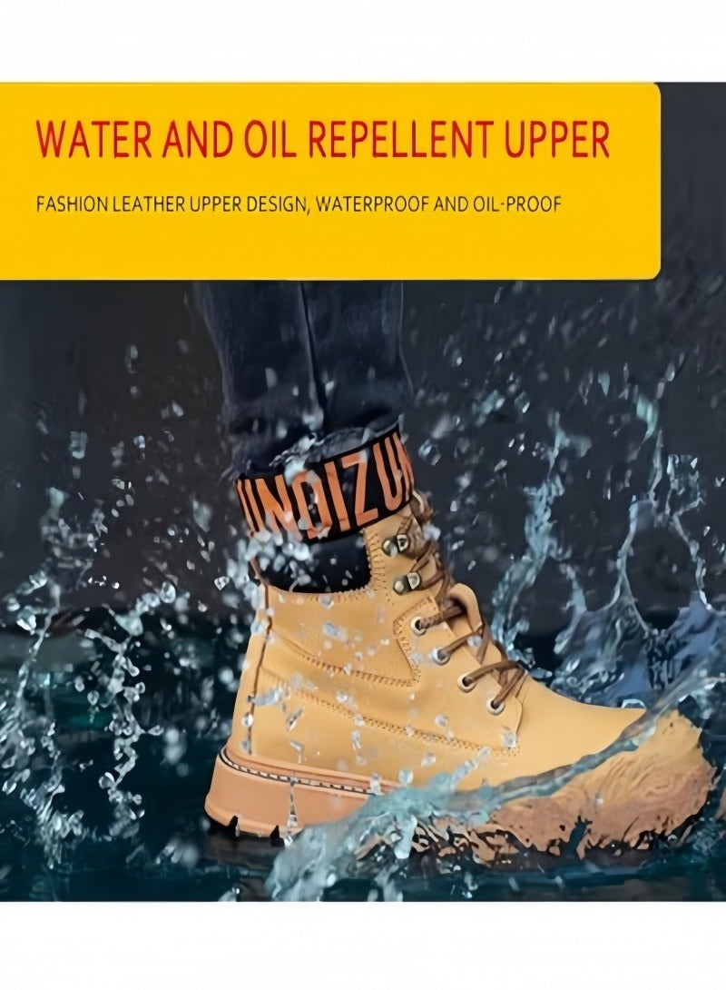 Verci Men's Trendy High Top Classic Steel Toe Boots, Comfy Non Slip Lace Up Durable Work Shoes For Men's Outdoor Activities (41 EUR) - Image 4