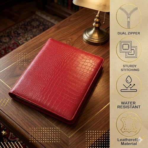 essart Premium PU Leather Men's & Women's Pen case Organizer Pen Case Pencil Case - Zippered Pen Pencil Bag Pouch for School, Work & Office Marker Case Organizer Colour Croco-Maroon - Image 5