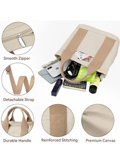 Skycare Skycare Canvas Tote Bag for Women,Small Tote Bag with Zipper Canvas Crossbody Bag Everything Tote Bag with Compartments  - Image 5