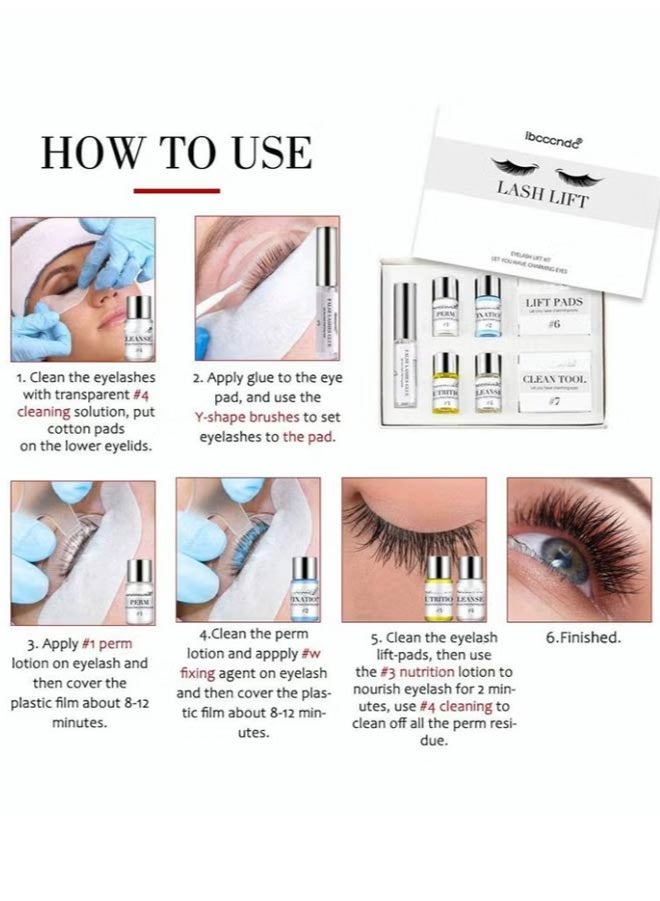 7 Pieces Lash Lifting Kit | Professional Instant Perming, Lifting & Curling for Eyelashes | Home & Professional Use Lash Lift Kit | Safe Perming Wave | Semi Permanent Curling - Image 5