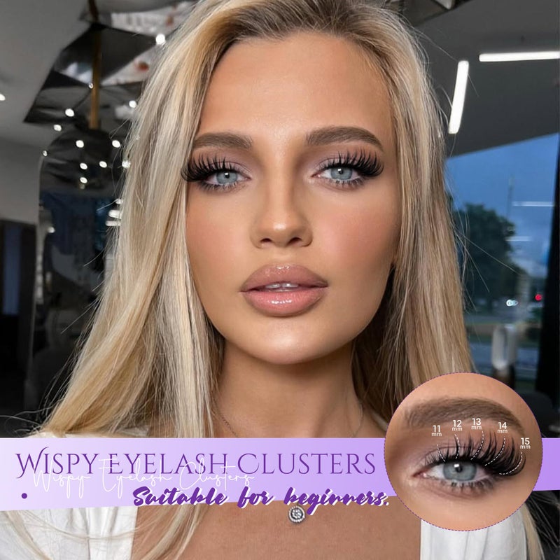 Eefofnn Eyelash Clusters Wispy Cluster Eyelash Extensions Natural Lash Clusters Left+Right Lash Extension CC Curly Individual Lashes 10-15MM Cat Eye Lashes Thin Band Eyelash Extension Easy To Use - Image 4