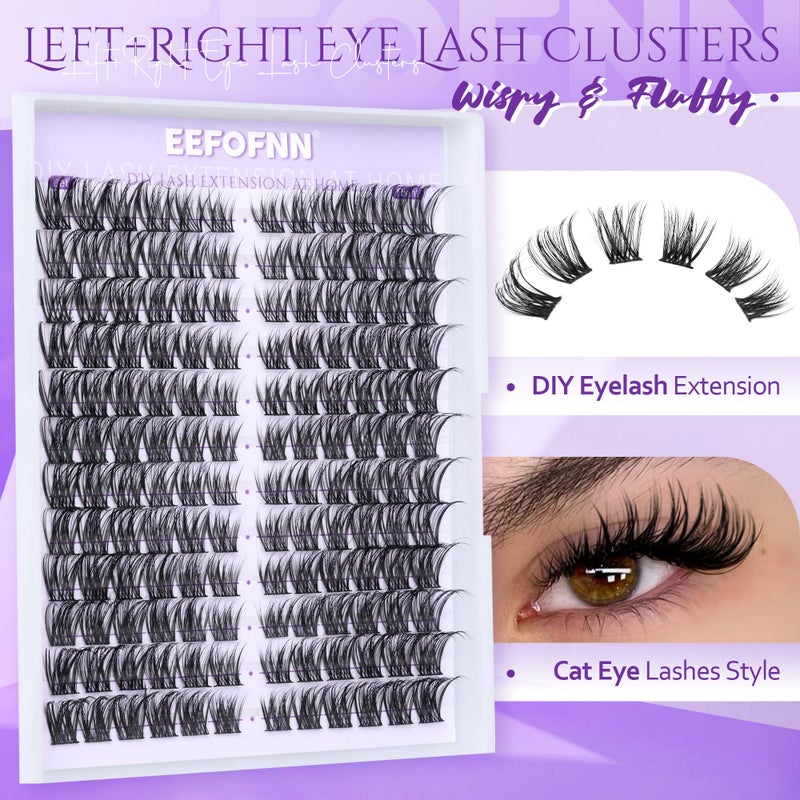 Eefofnn Eyelash Clusters Wispy Cluster Eyelash Extensions Natural Lash Clusters Left+Right Lash Extension CC Curly Individual Lashes 10-15MM Cat Eye Lashes Thin Band Eyelash Extension Easy To Use - Image 2