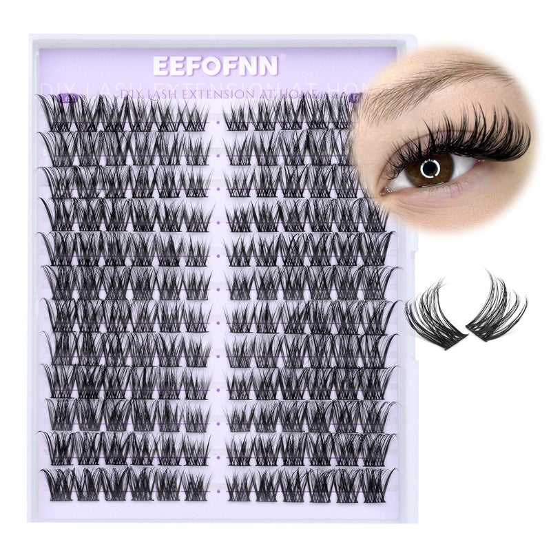 Eefofnn Eyelash Clusters Wispy Cluster Eyelash Extensions Natural Lash Clusters Left+Right Lash Extension CC Curly Individual Lashes 10-15MM Cat Eye Lashes Thin Band Eyelash Extension Easy To Use - Image 1