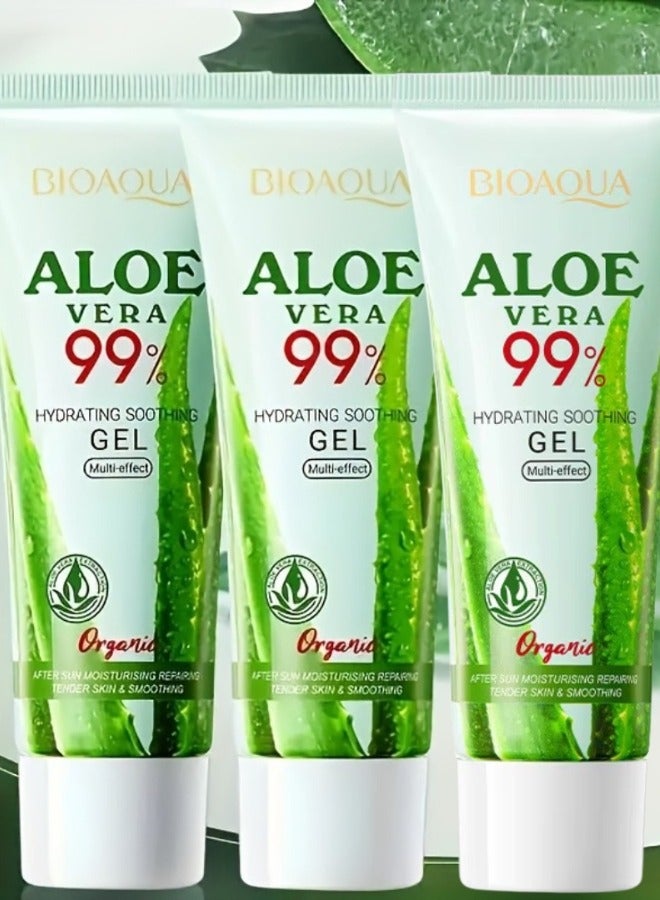 BIOAQUA 3 Pcs Aloe Vera 99% Hydrating Soothing Gel Moisturizing Repairing Smoothing Aloe Vera Gel for Face and Body Moisturizer Gel Cream Organic Fresh Aloevera Gel 3x50G  - Image 1