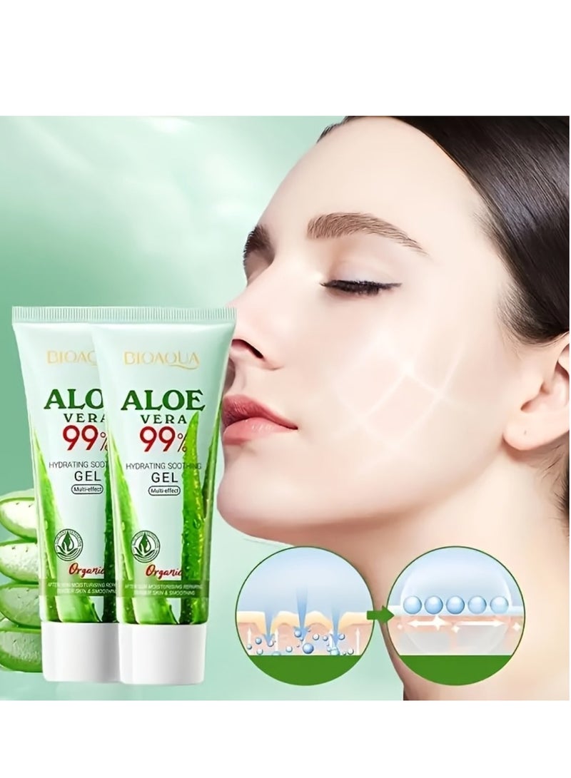 BIOAQUA 3 Pcs Aloe Vera 99% Hydrating Soothing Gel Moisturizing Repairing Smoothing Aloe Vera Gel for Face and Body Moisturizer Gel Cream Organic Fresh Aloevera Gel 3x50G  - Image 2