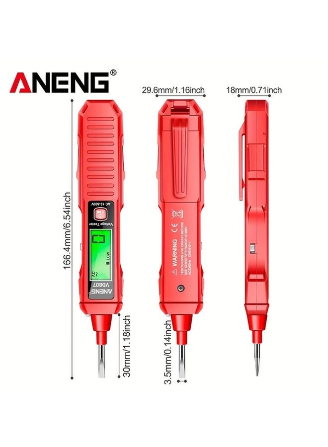 ANENG VD807 قلم كاشف الجهد الرقمي الأحمر 12-300 فولت تيار متردد اختبار عدم التلامس شاشة LCD عرض - Image 4
