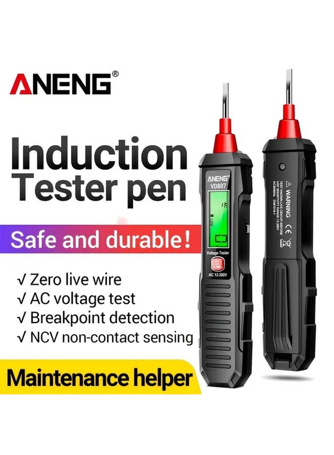 ANENG VD807 قلم كاشف الجهد الرقمي الأحمر 12-300 فولت تيار متردد اختبار عدم التلامس شاشة LCD عرض - Image 2