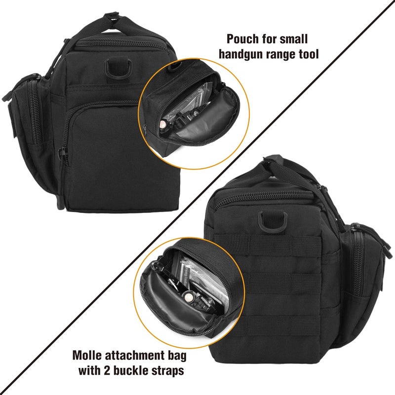DBTAC Gun Case Bag Small | Tactical 2-Pistol Bag Handgun Duffle Bag w/Lockable Zipper for Shooting Range Hunting Sports | US Flag Patch + MOLLE Pouch + Universal Holster Included - Image 4