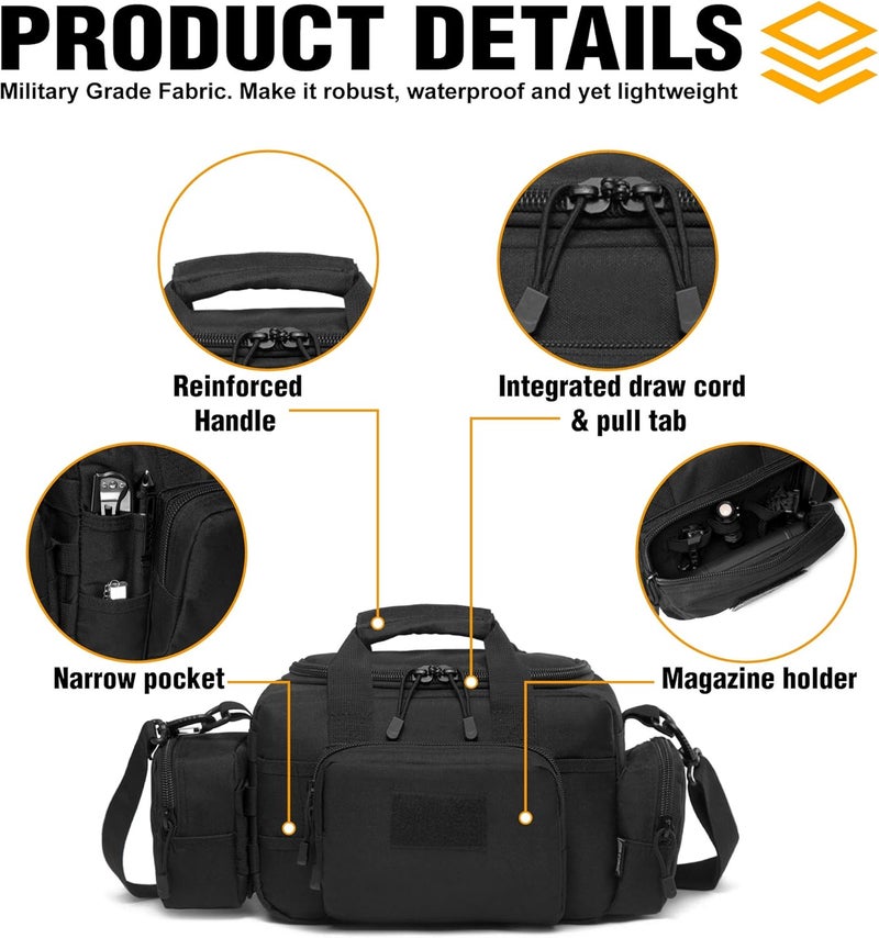 DBTAC Gun Case Bag Small | Tactical 2-Pistol Bag Handgun Duffle Bag w/Lockable Zipper for Shooting Range Hunting Sports | US Flag Patch + MOLLE Pouch + Universal Holster Included - Image 3