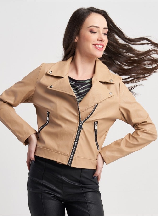 Women's Tan Leather Moto Jacket - pzsku/Z45613F82BF1780F3146BZ/45/_/1710749960/b79ababd-2626-4edd-9b7a-f8456e2d10e2