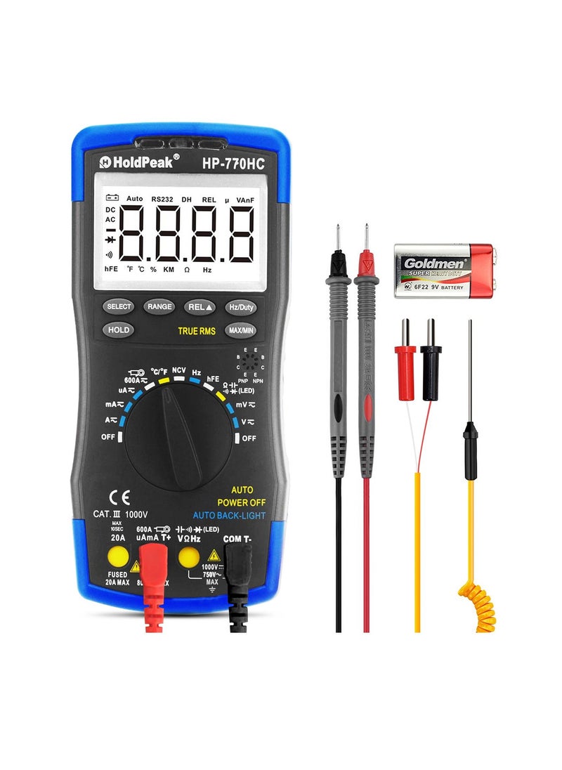 HoldPeak - Digital Multimeter 6000 Counts Auto Range overload protection MultiMeter Black/Blue - Image 1