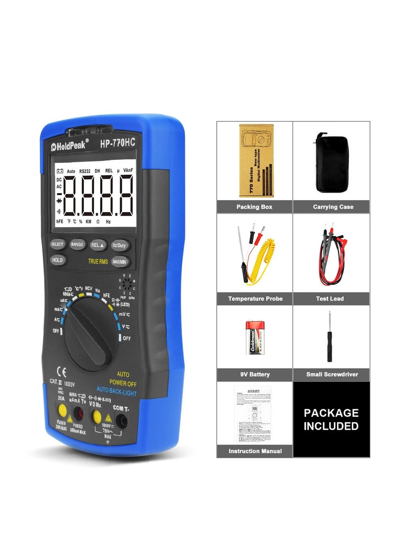 HoldPeak - Digital Multimeter 6000 Counts Auto Range overload protection MultiMeter Black/Blue - Image 1