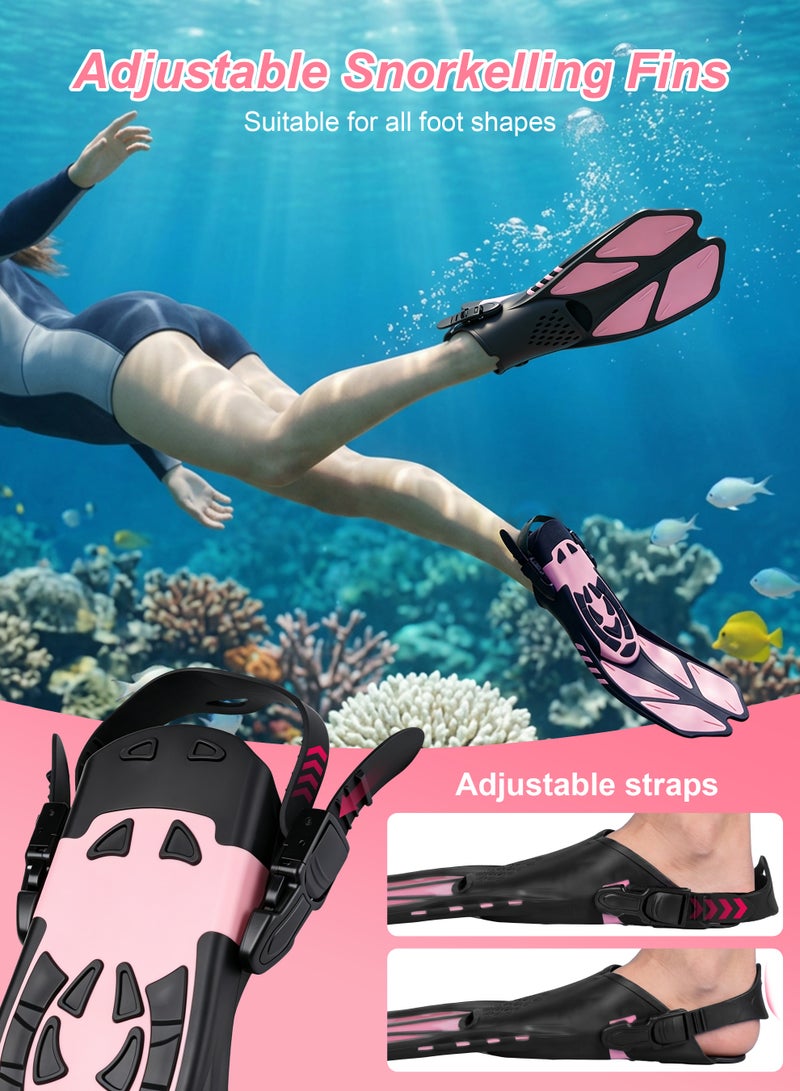 Necomi Snorkelling Fins, Compact, Travel-Friendly Short Fins, Come With a Storage Strap, Adjustable Swimming Fins, Flexible Open-Toe Design, Lightweight Diving Fins, Suitable For Snorkelling And Swimming, Suitable For Adults, Unisex(Pink) - Image 4