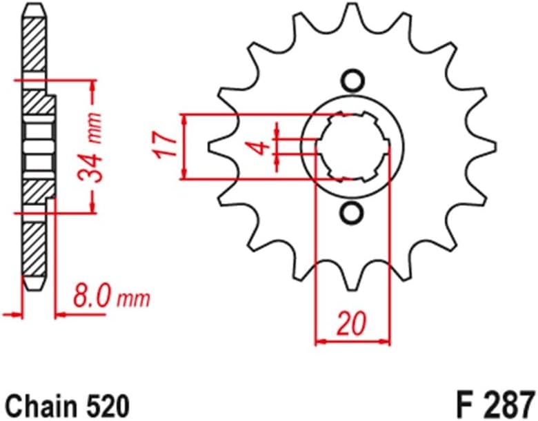 Wivplex 520 Motorcycle Front Sprocket (14 Teeth) - Image 2