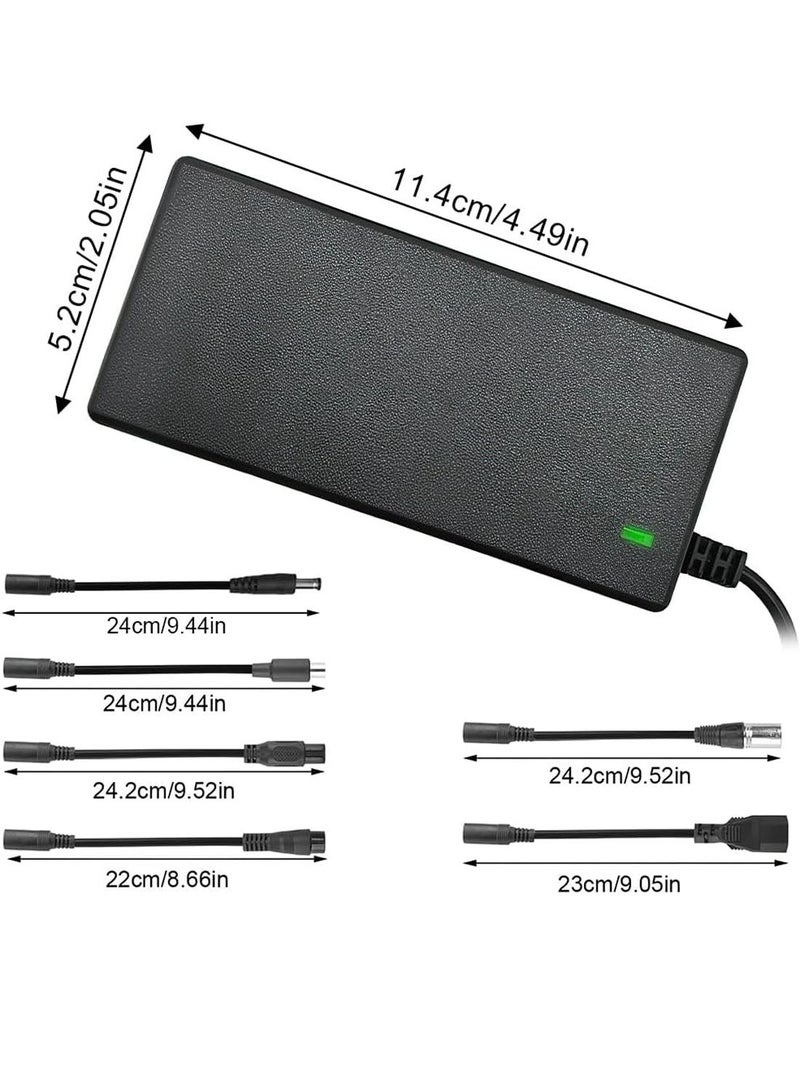 Electric Scooter Battery Charger 42V 2A for 36V Li-ion Battery, Fast Recharge Electric Mobility Scooter Charger, Compatible with M365 E-Scooter & E-Bike, Includes 6 Plugs. - Image 2
