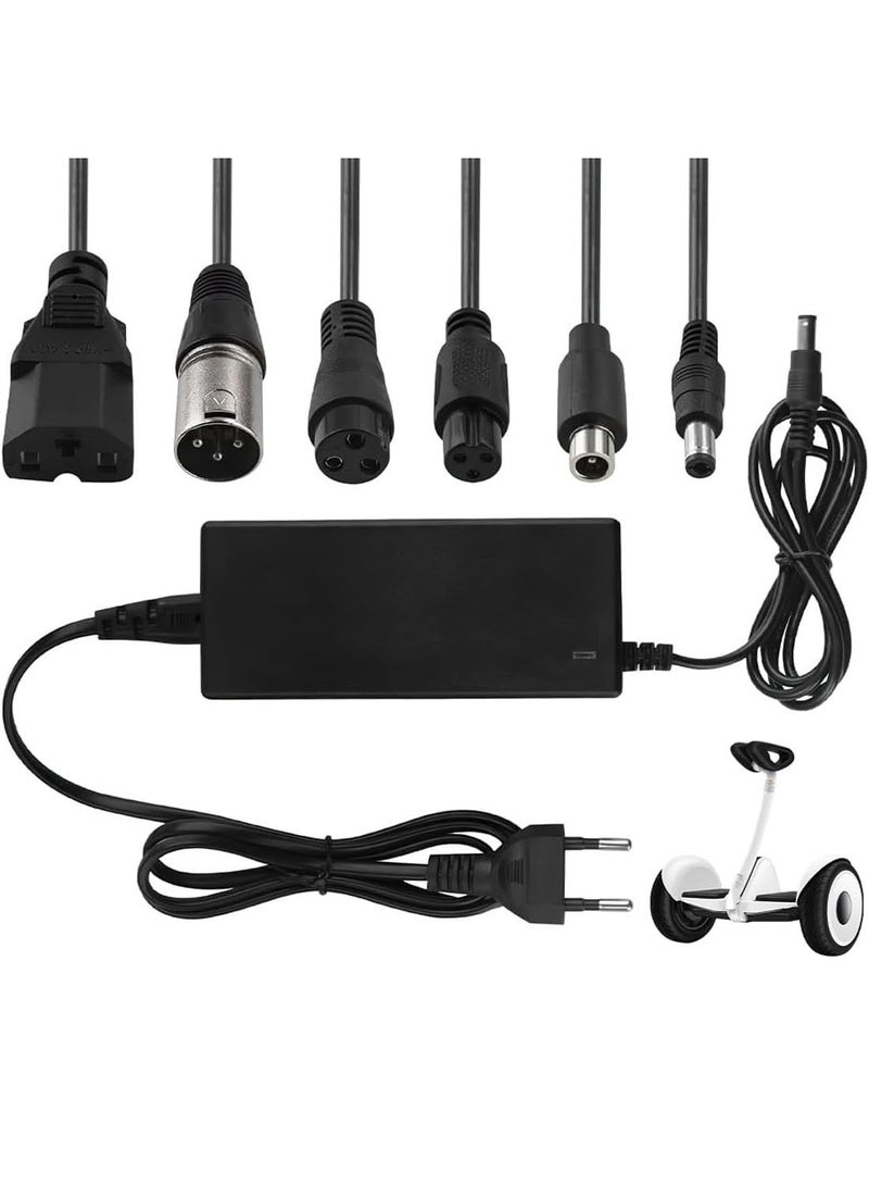 Electric Scooter Battery Charger 42V 2A for 36V Li-ion Battery, Fast Recharge Electric Mobility Scooter Charger, Compatible with M365 E-Scooter & E-Bike, Includes 6 Plugs. - Image 1