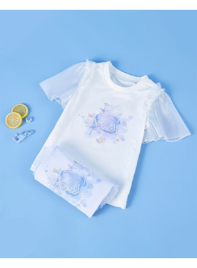 DEESHA 【3d Embroidery Mesh Flutter Sleeve】تي شيرت بأكمام قصيرة للفتيات لفصلي الصيف والخريف - Image 1