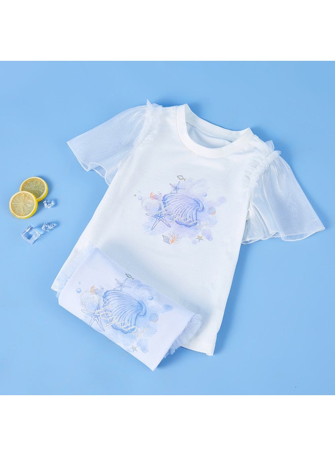 DEESHA 【3d Embroidery Mesh Flutter Sleeve】تي شيرت بأكمام قصيرة للفتيات لفصلي الصيف والخريف - Image 2