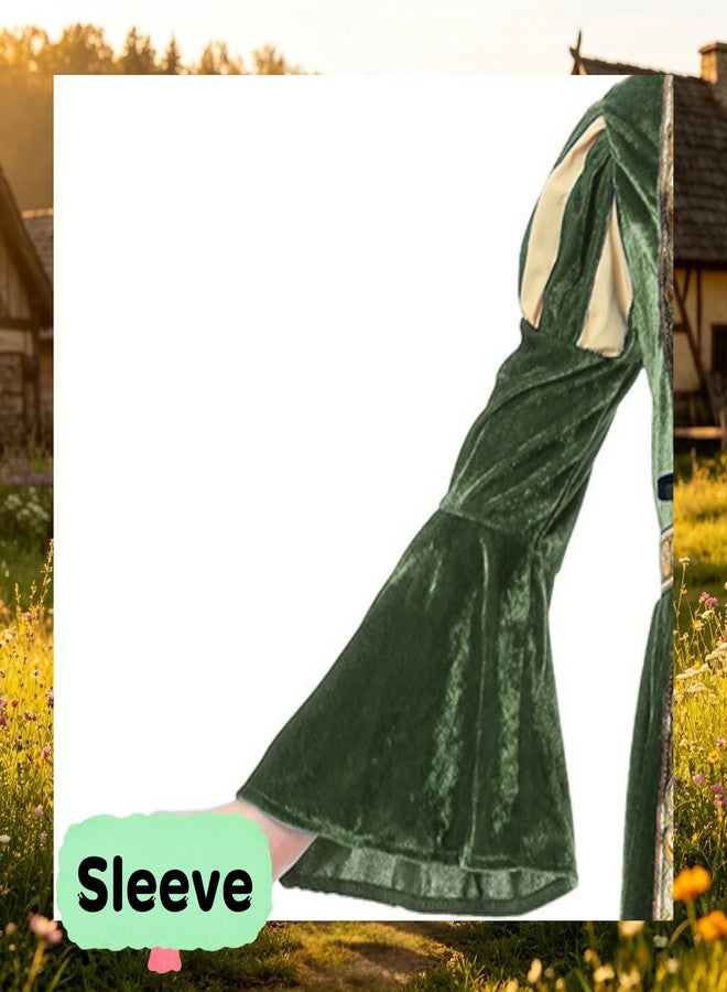 AGCOAH Girls Medieval Princess Costume Renaissance Dress Girls Fairy Custom Aurora Costume (Puttee-Dark Green-10-12Y) - Image 2