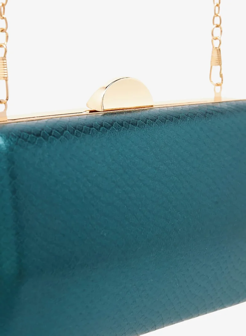 Flora Bella By Shoexpress Women Textured Clutch with Flap Closure and Chain Strap Ramadan Collection