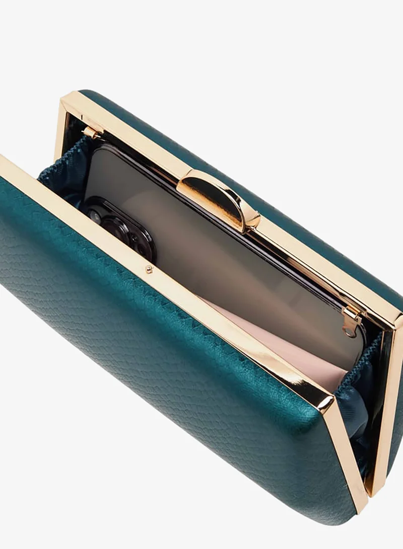 Flora Bella By Shoexpress Women Textured Clutch with Flap Closure and Chain Strap Ramadan Collection