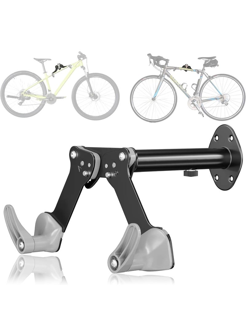 Soofam Bike Wall Mount Rack, Adjustable, Extendable & Foldable - Indoor Storage Horizontal Cycling Hook Hanger Organiser - Safe & Secure for MTB, Road Bicycles in Garage or Home - Image 1