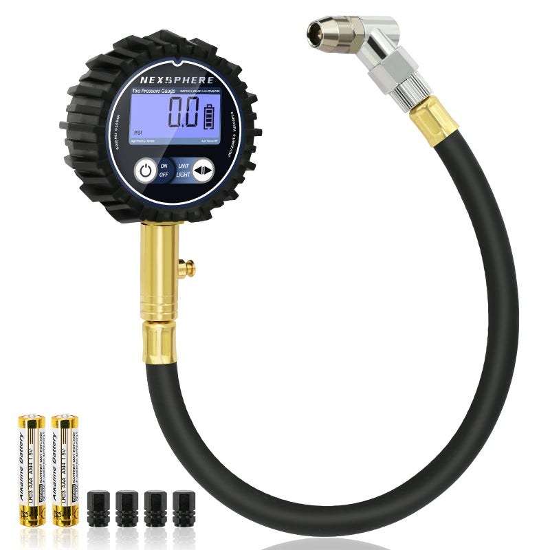 NexSphere 200 PSI Digital Tire Pressure Gauge HeavyDuty Air Pressure Gauge for Tires Accurate Digital Tire Gauge with LED Backlight 360 Swivel Chuck for Cars Trucks Motorcycles RVs - Image 3
