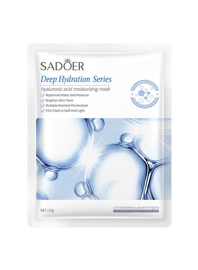 SADOER 5PCS Facial Sheet Mask Organic Face Mask Essence Moisturizing Collection Hydrating Moisturizing Brightening and Soothing (Hyaluronic acid) - Image 2