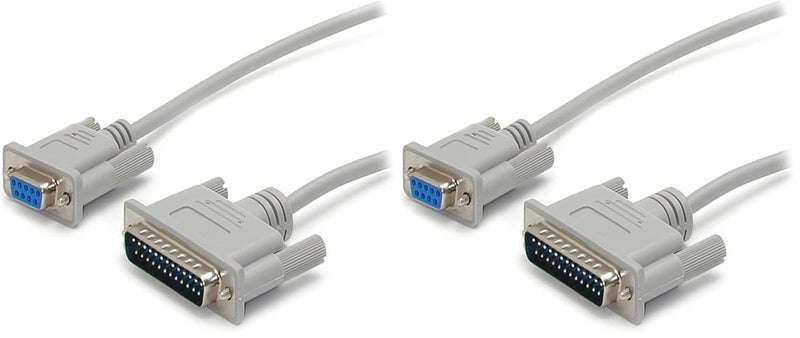 .COM 10 ft Cross Wired DB9 to DB25 Serial Null Modem Cable - F/M - Null Modem Cable - DB-9 (F) to DB-25 (M) - 10 ft (SCNM925FM) (Pack of 2)